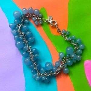 Blue Jade and 925 Silver Bracelet - Ocean Blue Elegance